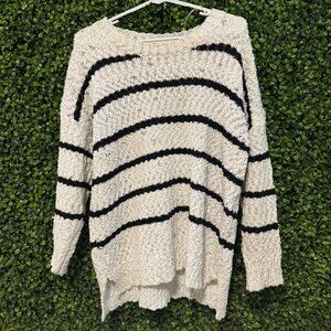 White sweater with black stripes